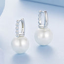 925 Sterling Silver Earrings with White Gold Plating and Shell Pearl for Women-4