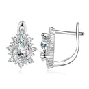 925 Sterling Silver Platinum Plated CZ Pavé Setting Earrings-1