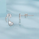 925 Sterling Silver Earrings with Pavé Setting CZ in White Gold Finish, 1x0.7cm for Women-4