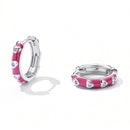 925 Sterling Silver Enamel CZ Earrings for Women, 1.2*0.3cm, Platinum Plated-2