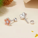 925 Sterling Silver Earrings with White Gold Plating and Pavé Setting CZ-5