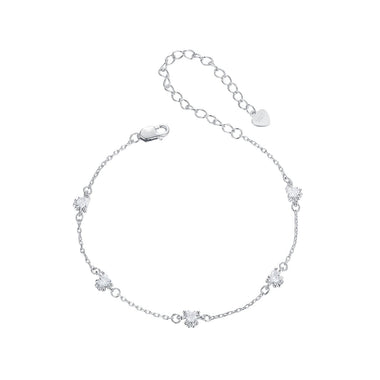 925 Sterling Silver Bracelet with Pavé Setting CZ and White Gold Plating