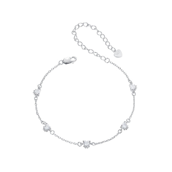 925 Sterling Silver Bracelet with Pavé Setting CZ and White Gold Plating