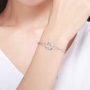 925 Sterling Silver Heart Shaped Bracelet 22CM for Women-8