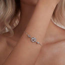 925 Sterling Silver White Gold Plated Bracelet with CZ Pendant-5