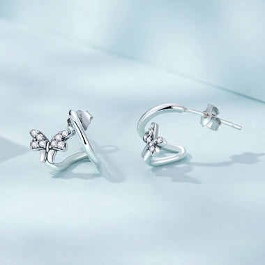 925 Sterling Silver Earrings with Pavé Setting CZ - 0