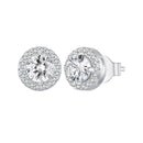 925 Sterling Silver 6.5mm Pavé Setting CZ Earrings-1
