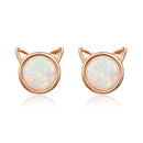925 Sterling Silver Plated Rose Gold Opal Earrings 0.8cm for Women-2