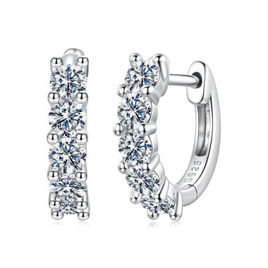 925 Sterling Silver Moissanite Earrings 1.3cm for Women - 0