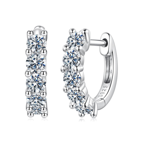 925 Sterling Silver Moissanite Earrings 1.3cm for Women
