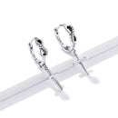 925 Sterling Silver Earrings with Pavé Setting CZ in Oxidized Finish-3