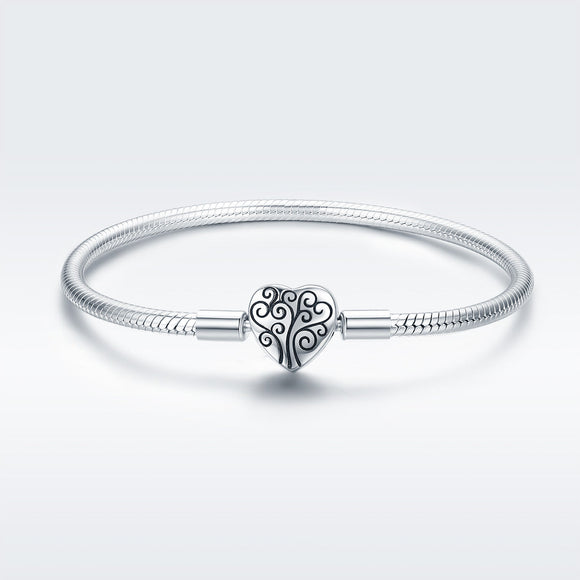 SCB 925 Sterling Silver Bracelet in Classic Style, Size 17.0 for Women