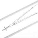 925 Sterling Silver Adjustable Platinum Plated Necklace with CZ - 1.4cm for Women-2