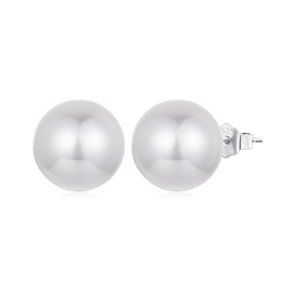 925 Sterling Silver Earrings with Quality Shell Pearl in White Gold Plating for Women