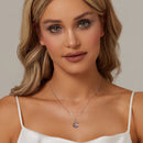 925 Sterling Silver Necklace with Pavé CZ & Transparent Glass Pendant for Women-9