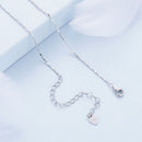 925 Sterling Silver Necklace with Pavé Setting CZ, Length 390+60mm, Pendant Size 8x15mm, for Women-6