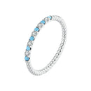 925 Sterling Silver White Gold Plated Turquoise Ring Size 6.0 for Women-1