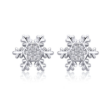 S925 Sterling Silver Earrings with CZ in Pavé Setting - 0.8*0.8cm for Women