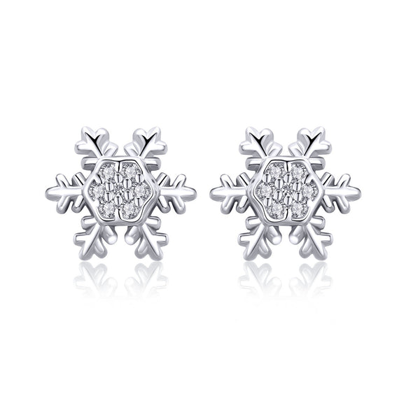 S925 Sterling Silver Earrings with CZ in Pavé Setting - 0.8*0.8cm for Women