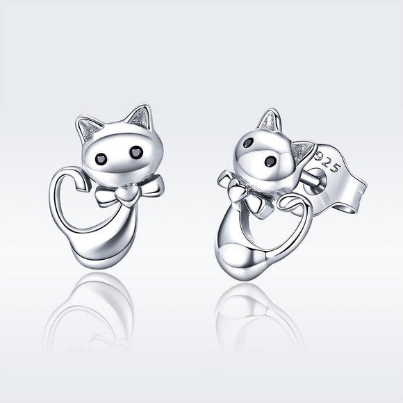 925 Sterling Silver Earrings with Pavé Setting in Oxidized Finish