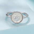 925 Sterling Silver White Gold-Plated Ring with Nacre Pendant - Style E for Women-4