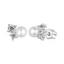 925 Sterling Silver 0.1 Carat Moissanite and Pearl Earrings for Women-5