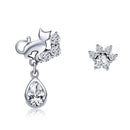 S925 Sterling Silver Earrings with Oxidized Finish and Pavé Setting CZ-3
