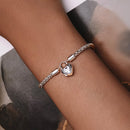 925 Sterling Silver Bracelet with CZ in Pavé Setting, 17.0 Size, Platinum Plated for Women-6