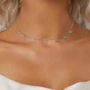 925 Sterling Silver Necklace with Synthetic Turquoise in White Gold, Adjustable 450mm for Women-6
