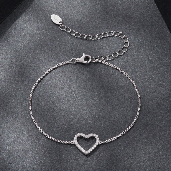 925 Sterling Silver Plated White Gold Moissanite Bracelet for Women