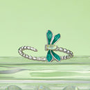 925 Sterling Silver White Gold Plated Opal Enamel Ring-3