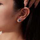 925 Sterling Silver & Brass Transparent Glass CZ Earrings 1.3*1.2cm for Women-5