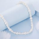 925 Sterling Silver White Gold Plated Necklace with Synthetic Pearls for Women-2
