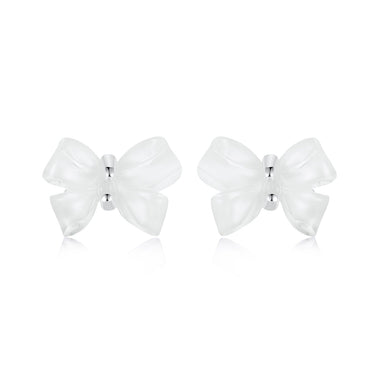 925 Sterling Silver Earrings for Women, 0.8*1.1cm, Plated White Gold