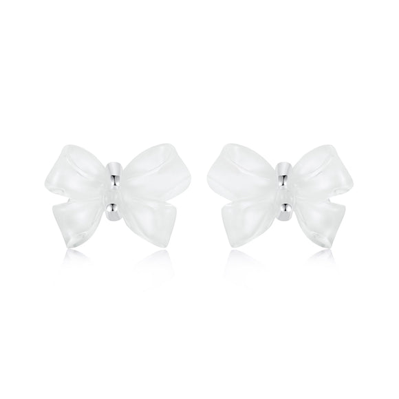 925 Sterling Silver Earrings for Women, 0.8*1.1cm, Plated White Gold