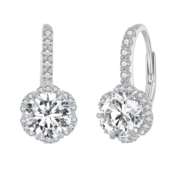 925 Sterling Silver Moissanite 6.5 Carat Earrings for Women
