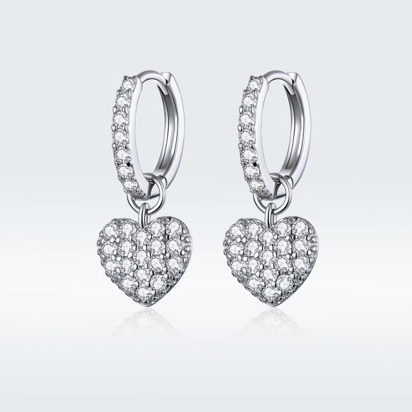 925 Sterling Silver CZ Pavé Setting Earrings for Women