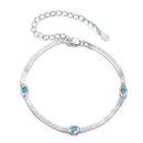 925 Sterling Silver White Gold Plated Multi-Layer Bracelet with Synthetic Turquoise-1