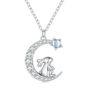 925 Sterling Silver Moonstone Necklace with CZ in Platinum Finish for Women-2