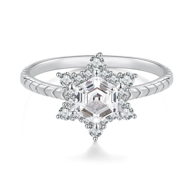 925 Sterling Silver White Gold Plated Ring with Pavé Set CZ, Size 6.0 - 0