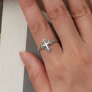 925 Sterling Silver Oxidized Silver 0.18cm Crucifix Adjustable Ring for Women-4