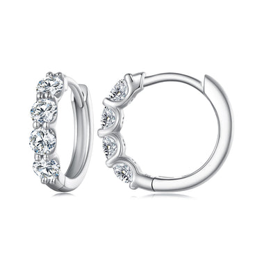 925 Sterling Silver Moissanite 0.1 Carat Platinum Plated Earrings for Women - 0