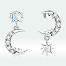 925 Sterling Silver Earrings with Translucent Opal and CZ in Oxidized Finish-6