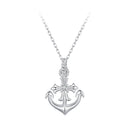 925 Sterling Silver Necklace with Pavé Set CZ and White Gold Plating-1