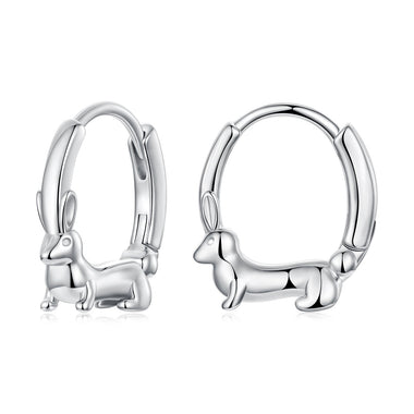 925 Sterling Silver White Gold Plated Hoop Earrings for Women - 0