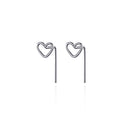 925 Sterling Silver Plated Platinum Earrings Love Size 0.4cm x 0.6cm for Women-2