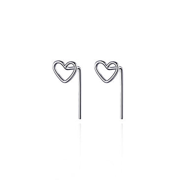 925 Sterling Silver Plated Platinum Earrings Love Size 0.4cm x 0.6cm for Women - 0