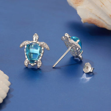 925 Sterling Silver & Brass Transparent Glass CZ Earrings 1.3*1.2cm for Women - 0
