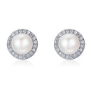 925 Sterling Silver Freshwater Pearl Earrings with CZ for Women-1