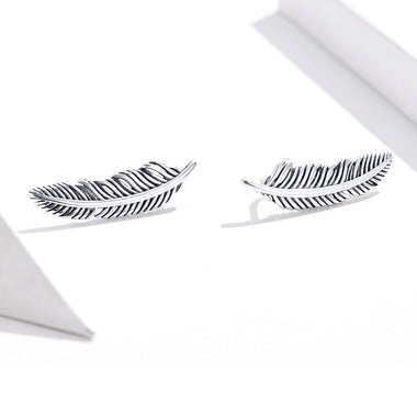 925 Sterling Silver Earrings - Oxidized Silver - 2.4cm x 0.7cm - Women - 0